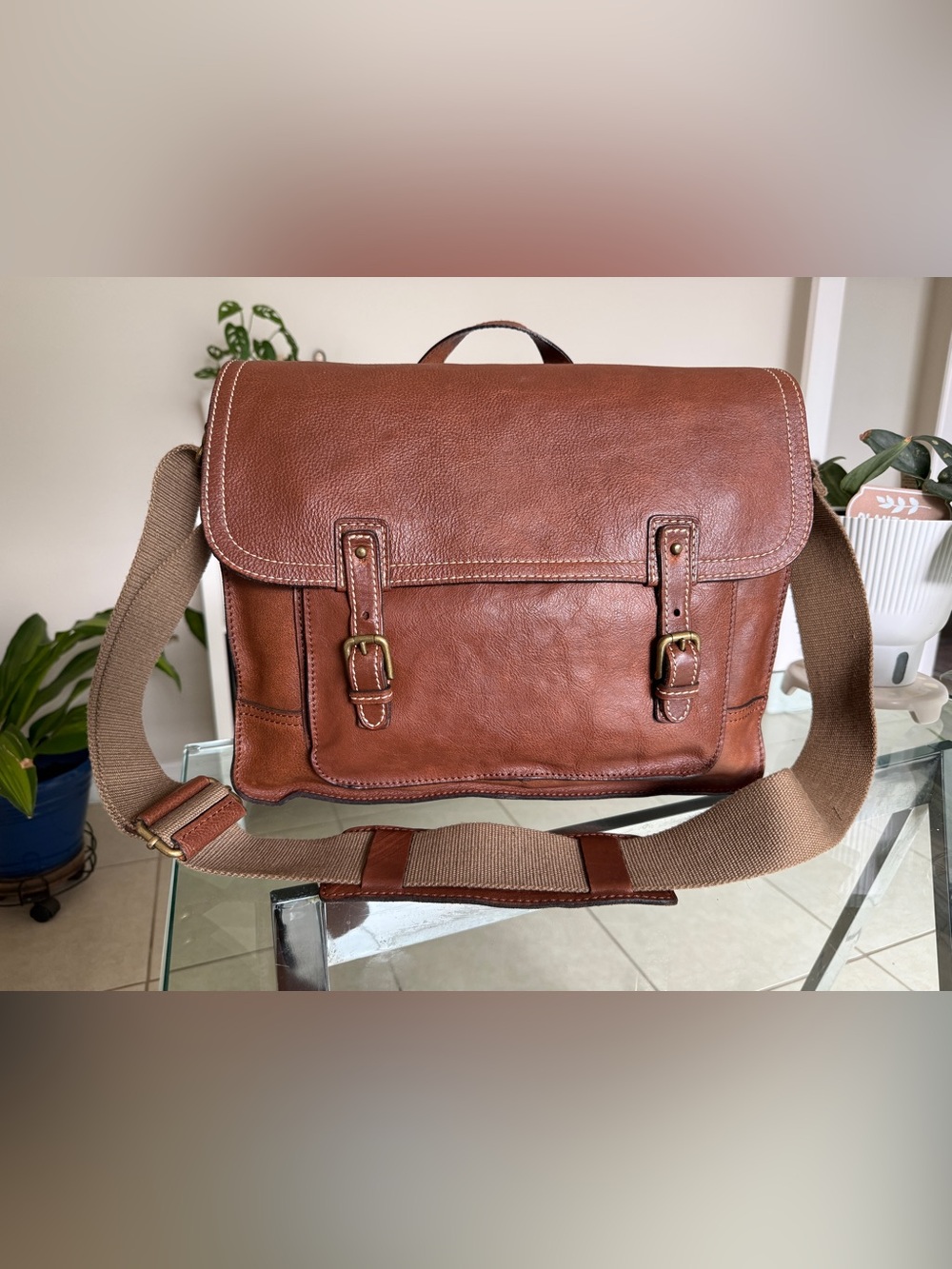 Patricia Nash Brown Leather Messenger Bag